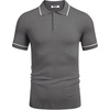 image:imageCOOFANDY Mens Knit Polo Shirts Casual Short Sleeve Button Down Shirts Crochet Classic Golf Polo Collared ShirtsDark Grey