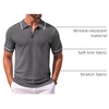 image:imageCOOFANDY Mens Knit Polo Shirts Casual Short Sleeve Button Down Shirts Crochet Classic Golf Polo Collared ShirtsDark Grey