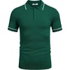 image:imageCOOFANDY Mens Knit Polo Shirts Casual Short Sleeve Button Down Shirts Crochet Classic Golf Polo Collared ShirtsGreen