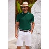 image:imageCOOFANDY Mens Knit Polo Shirts Casual Short Sleeve Button Down Shirts Crochet Classic Golf Polo Collared ShirtsGreen