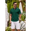 image:imageCOOFANDY Mens Knit Polo Shirts Casual Short Sleeve Button Down Shirts Crochet Classic Golf Polo Collared ShirtsGreen