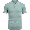 image:imageCOOFANDY Mens Knit Polo Shirts Casual Short Sleeve Button Down Shirts Crochet Classic Golf Polo Collared ShirtsIce Green