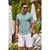 image:imageCOOFANDY Mens Knit Polo Shirts Casual Short Sleeve Button Down Shirts Crochet Classic Golf Polo Collared ShirtsIce Green