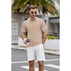 image:imageCOOFANDY Mens Knit Polo Shirts Casual Short Sleeve Button Down Shirts Crochet Classic Golf Polo Collared ShirtsKhaki