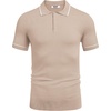 image:imageCOOFANDY Mens Knit Polo Shirts Casual Short Sleeve Button Down Shirts Crochet Classic Golf Polo Collared ShirtsKhaki