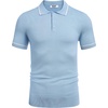 image:imageCOOFANDY Mens Knit Polo Shirts Casual Short Sleeve Button Down Shirts Crochet Classic Golf Polo Collared ShirtsLight Blue
