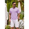 image:imageCOOFANDY Mens Knit Polo Shirts Casual Short Sleeve Button Down Shirts Crochet Classic Golf Polo Collared ShirtsLight Purple