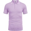 image:imageCOOFANDY Mens Knit Polo Shirts Casual Short Sleeve Button Down Shirts Crochet Classic Golf Polo Collared ShirtsLight Purple