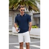 image:imageCOOFANDY Mens Knit Polo Shirts Casual Short Sleeve Button Down Shirts Crochet Classic Golf Polo Collared ShirtsNavy Blue