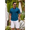 image:imageCOOFANDY Mens Knit Polo Shirts Casual Short Sleeve Button Down Shirts Crochet Classic Golf Polo Collared ShirtsRoyal Blue