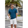 image:imageCOOFANDY Mens Knit Polo Shirts Casual Short Sleeve Button Down Shirts Crochet Classic Golf Polo Collared ShirtsRoyal Blue