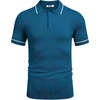 image:imageCOOFANDY Mens Knit Polo Shirts Casual Short Sleeve Button Down Shirts Crochet Classic Golf Polo Collared ShirtsRoyal Blue