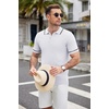 image:imageCOOFANDY Mens Knit Polo Shirts Casual Short Sleeve Button Down Shirts Crochet Classic Golf Polo Collared ShirtsWhite
