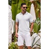 image:imageCOOFANDY Mens Knit Polo Shirts Casual Short Sleeve Button Down Shirts Crochet Classic Golf Polo Collared ShirtsWhite