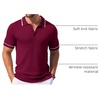 image:imageCOOFANDY Mens Knit Polo Shirts Casual Short Sleeve Button Down Shirts Crochet Classic Golf Polo Collared ShirtsWine Red