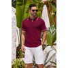 image:imageCOOFANDY Mens Knit Polo Shirts Casual Short Sleeve Button Down Shirts Crochet Classic Golf Polo Collared ShirtsWine Red
