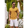 image:imageCOOFANDY Mens Knit Polo Shirts Casual Short Sleeve Button Down Shirts Crochet Classic Golf Polo Collared ShirtsYellow