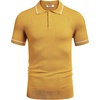 image:imageCOOFANDY Mens Knit Polo Shirts Casual Short Sleeve Button Down Shirts Crochet Classic Golf Polo Collared ShirtsYellow