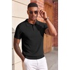 image:imageCOOFANDY Mens Knit Polo Shirts Short Sleeve Slim Fit Textured Golf Polo Shirt Casual Summer Vacation TShirtsAll Black