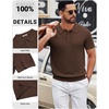 image:imageCOOFANDY Mens Knit Polo Shirts Short Sleeve Slim Fit Textured Golf Polo Shirt Casual Summer Vacation TShirtsBrown