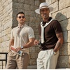 image:imageCOOFANDY Mens Knit Polo Shirts Short Sleeve Slim Fit Textured Golf Polo Shirt Casual Summer Vacation TShirtsBrown