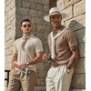 image:imageCOOFANDY Mens Knit Polo Shirts Short Sleeve Slim Fit Textured Golf Polo Shirt Casual Summer Vacation TShirtsKhaki