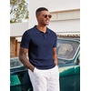 image:imageCOOFANDY Mens Knit Polo Shirts Short Sleeve Slim Fit Textured Golf Polo Shirt Casual Summer Vacation TShirtsNavy Blue