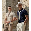 image:imageCOOFANDY Mens Knit Polo Shirts Short Sleeve Slim Fit Textured Golf Polo Shirt Casual Summer Vacation TShirtsNavy Blue