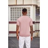image:imageCOOFANDY Mens Knit Polo Shirts Short Sleeve Slim Fit Textured Golf Polo Shirt Casual Summer Vacation TShirtsPink