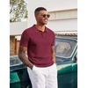 image:imageCOOFANDY Mens Knit Polo Shirts Short Sleeve Slim Fit Textured Golf Polo Shirt Casual Summer Vacation TShirtsWine Red