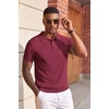 image:imageCOOFANDY Mens Knit Polo Shirts Short Sleeve Slim Fit Textured Golf Polo Shirt Casual Summer Vacation TShirtsWine Red