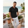 image:imageCOOFANDY Mens Knit Polo Shirts Short Sleeve Textured Polo Shirt VNeck Casual Stretch Summer Golf TopsBlack