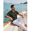 image:imageCOOFANDY Mens Knit Polo Shirts Short Sleeve Textured Polo Shirt VNeck Casual Stretch Summer Golf TopsDark Green