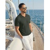 image:imageCOOFANDY Mens Knit Polo Shirts Short Sleeve Textured Polo Shirt VNeck Casual Stretch Summer Golf TopsDark Green