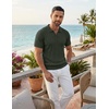 image:imageCOOFANDY Mens Knit Polo Shirts Short Sleeve Textured Polo Shirt VNeck Casual Stretch Summer Golf TopsDark Green