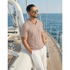 image:imageCOOFANDY Mens Knit Polo Shirts Short Sleeve Textured Polo Shirt VNeck Casual Stretch Summer Golf TopsKhaki