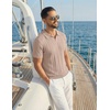 image:imageCOOFANDY Mens Knit Polo Shirts Short Sleeve Textured Polo Shirt VNeck Casual Stretch Summer Golf TopsKhaki