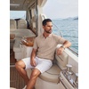 image:imageCOOFANDY Mens Knit Polo Shirts Short Sleeve Textured Polo Shirt VNeck Casual Stretch Summer Golf TopsKhaki