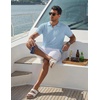 image:imageCOOFANDY Mens Knit Polo Shirts Short Sleeve Textured Polo Shirt VNeck Casual Stretch Summer Golf TopsLight Blue
