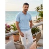 image:imageCOOFANDY Mens Knit Polo Shirts Short Sleeve Textured Polo Shirt VNeck Casual Stretch Summer Golf TopsLight Blue