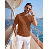 image:imageCOOFANDY Mens Knit Polo Shirts Short Sleeve Textured Polo Shirt VNeck Casual Stretch Summer Golf TopsLight Brown