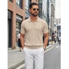 image:imageCOOFANDY Mens Knit Polo Shirts Short Sleeve Textured Polo Shirt VNeck Casual Stretch Summer Golf TopsLight Scarlet