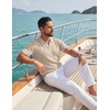 image:imageCOOFANDY Mens Knit Polo Shirts Short Sleeve Textured Polo Shirt VNeck Casual Stretch Summer Golf TopsLight Scarlet