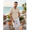 image:imageCOOFANDY Mens Knit Polo Shirts Short Sleeve Textured Polo Shirt VNeck Casual Stretch Summer Golf TopsLight Scarlet