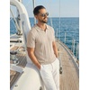 image:imageCOOFANDY Mens Knit Polo Shirts Short Sleeve Textured Polo Shirt VNeck Casual Stretch Summer Golf TopsLight Scarlet