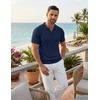 image:imageCOOFANDY Mens Knit Polo Shirts Short Sleeve Textured Polo Shirt VNeck Casual Stretch Summer Golf TopsNavy