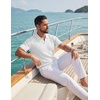 image:imageCOOFANDY Mens Knit Polo Shirts Short Sleeve Textured Polo Shirt VNeck Casual Stretch Summer Golf TopsWhite