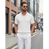 image:imageCOOFANDY Mens Knit Polo Shirts Short Sleeve Textured Polo Shirt VNeck Casual Stretch Summer Golf TopsWhite