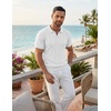 image:imageCOOFANDY Mens Knit Polo Shirts Short Sleeve Textured Polo Shirt VNeck Casual Stretch Summer Golf TopsWhite