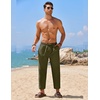 image:imageCOOFANDY Mens Linen Casual Pants Elastic Waist Drawstring Trousers Yoga Beach Summer PantsArmy Green